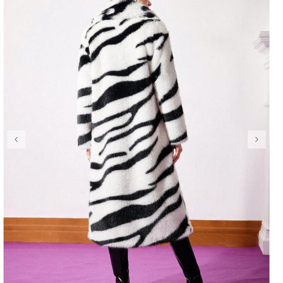 MOTF FAUX FUR ZEBRA STRIPE COAT Size S small BNWT - Picture 2 of 9